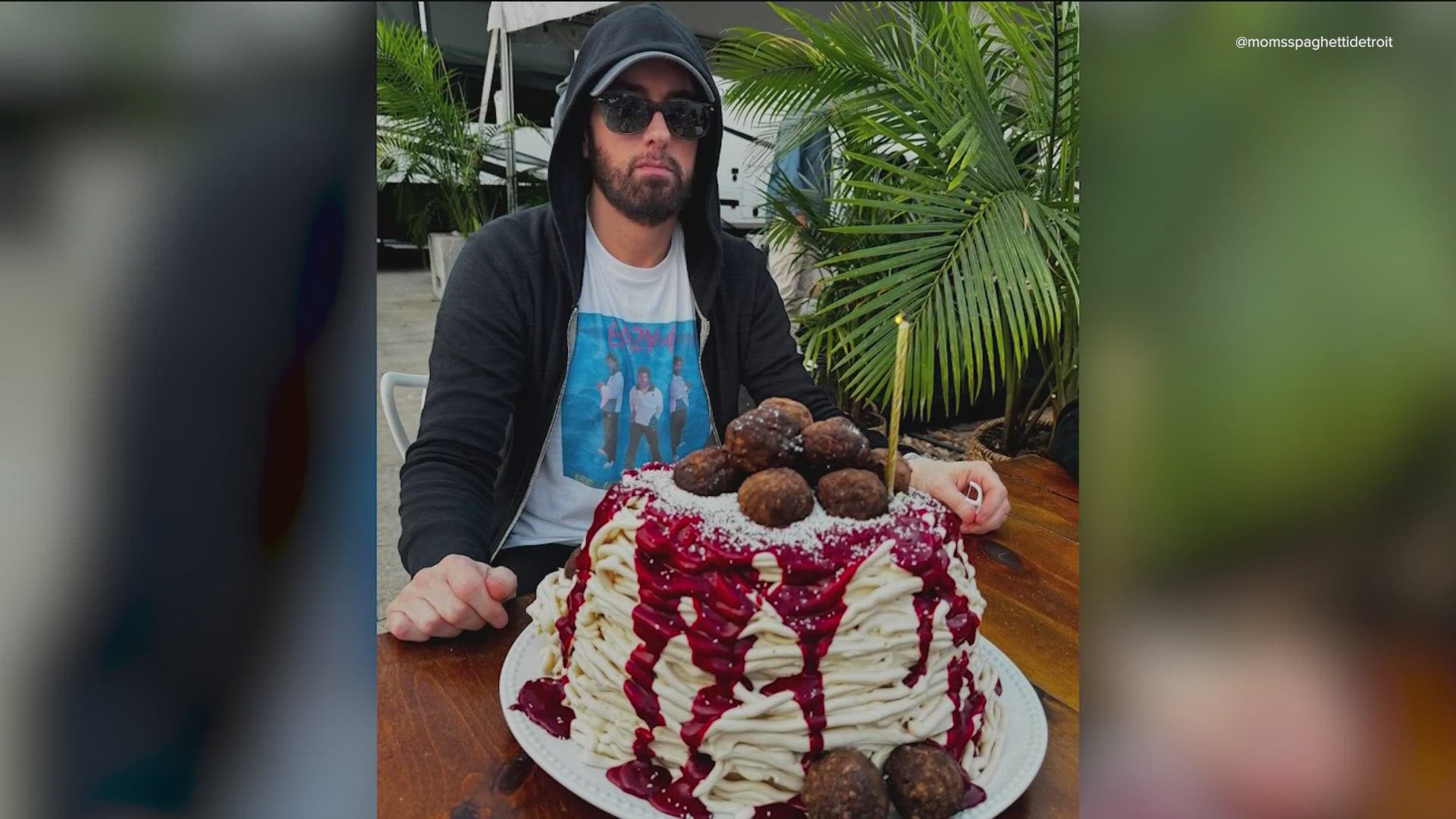 Eminem celebrates birthday with 'mom's spaghetti' cake before F1 | kvue.com