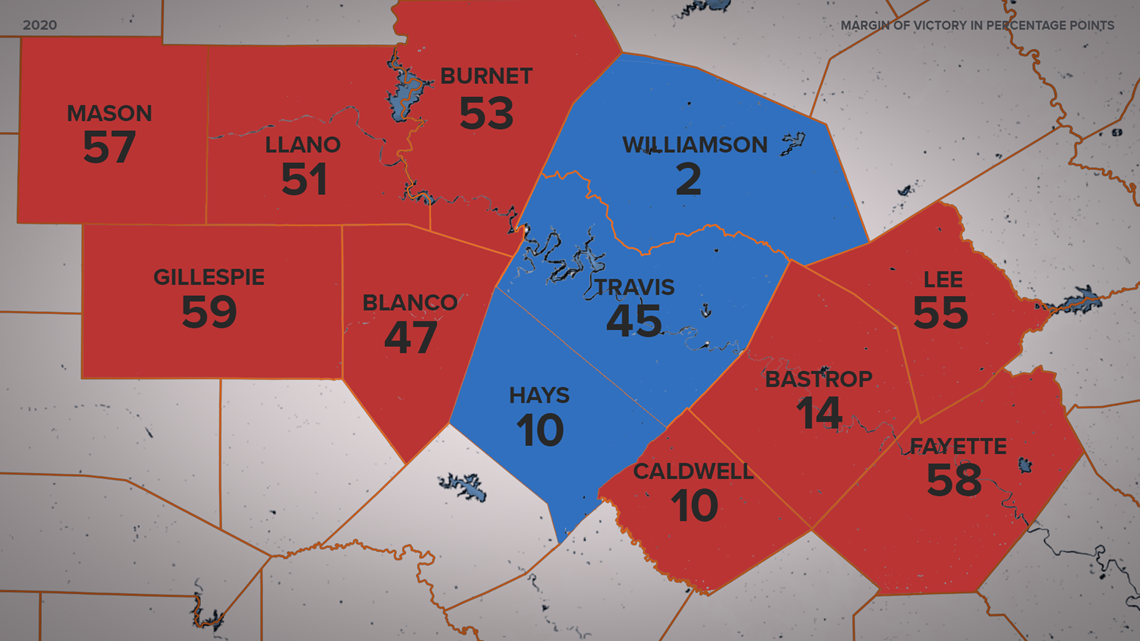 County Map Of Texas 2020 How Some Texas Counties Flipped During The 2020 Presidential Election |  Kvue.com