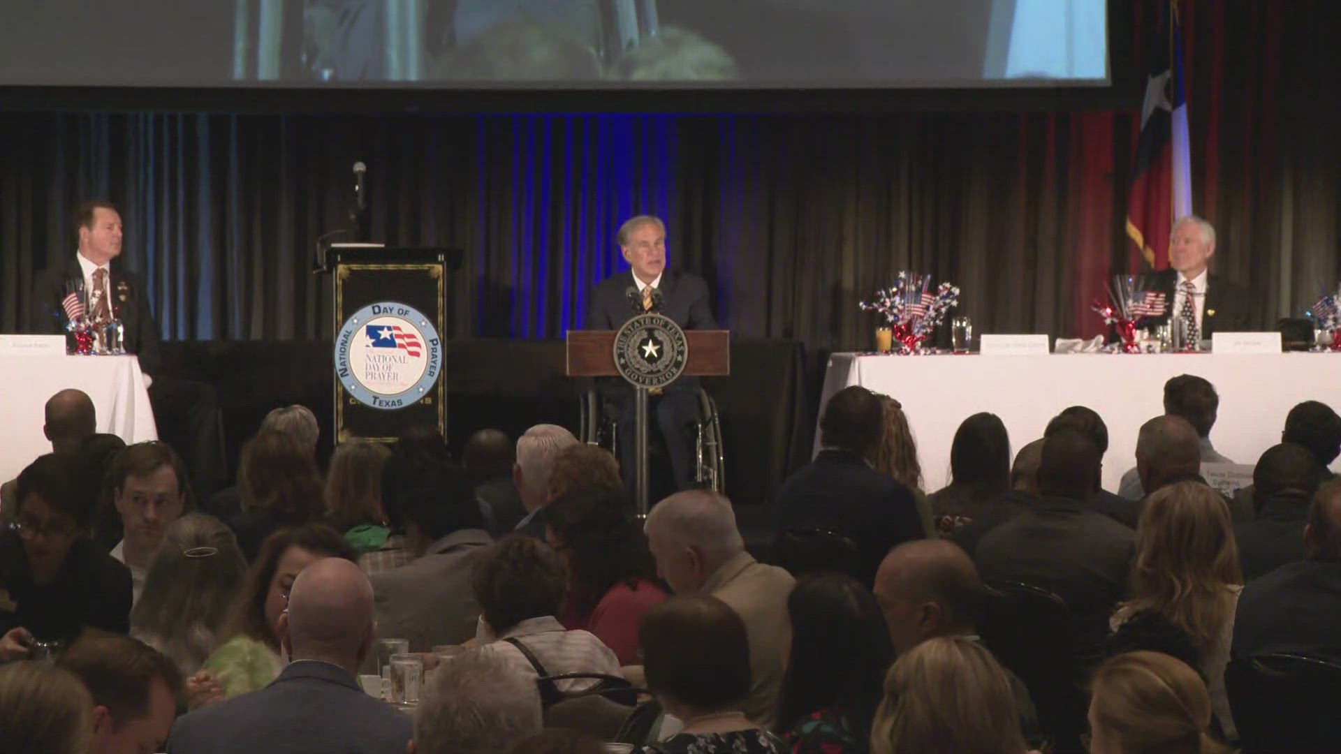 "God is with us in all circumstances," the governor said to attendees during the breakfast Monday morning in Round Rock.