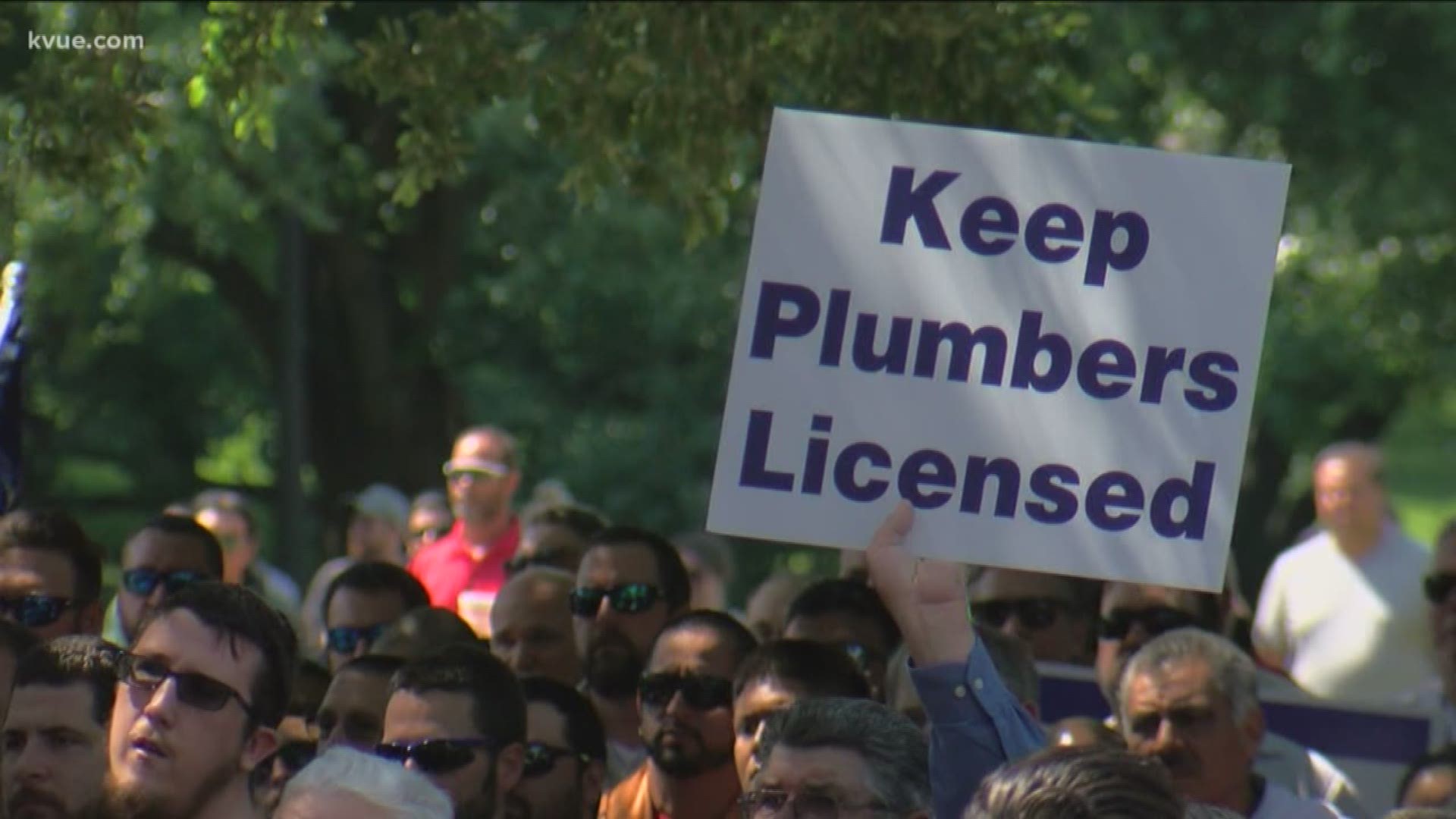 Thousands of plumbers were at the Texas Capitol on Friday to give a collective "thank you" to Governor Greg Abbott.