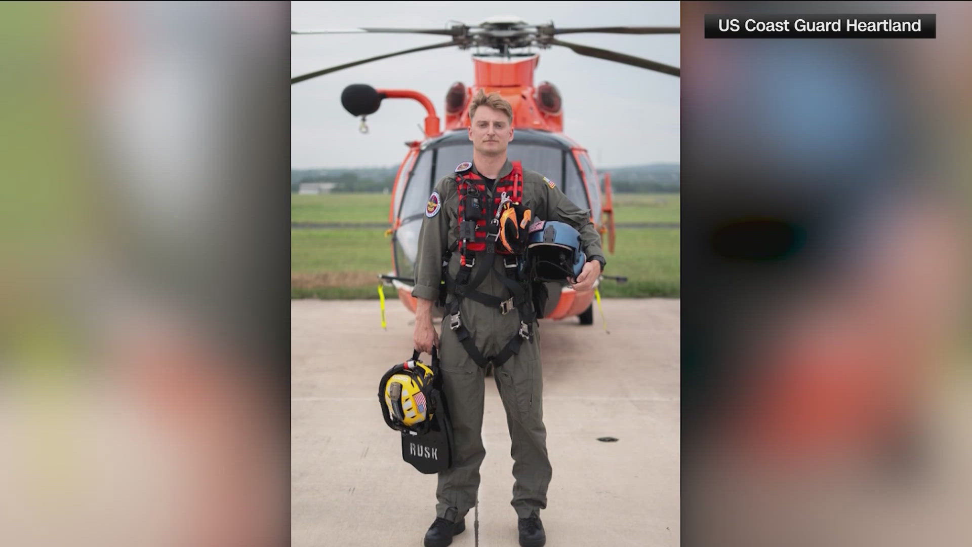 The rescue swimmer said he helped lead hundreds of children to Army helicopters in his first ever mission. 