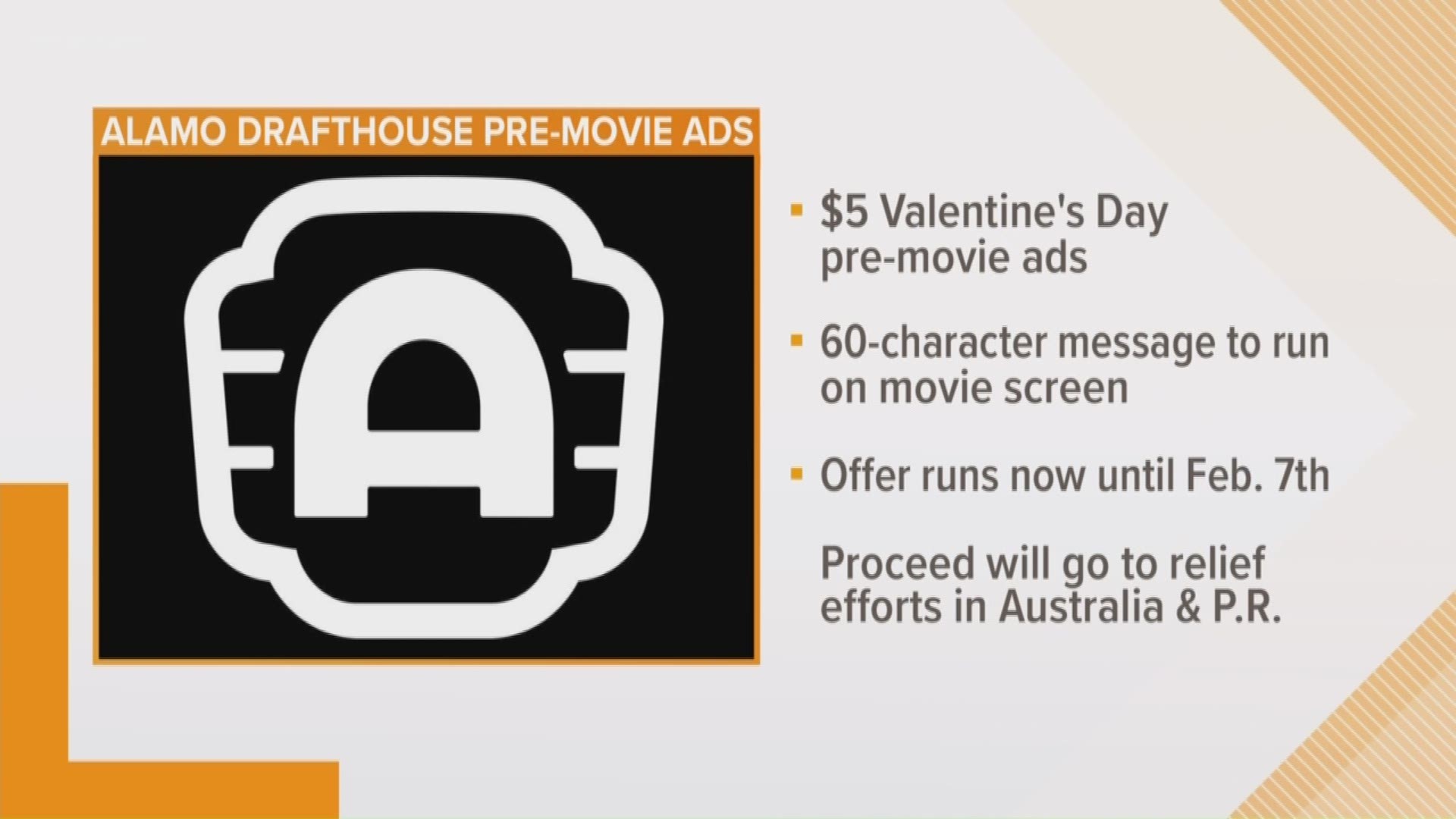 People can submit a message to their significant other and it will run on the big screen on Valentine's Day before the film starts.
