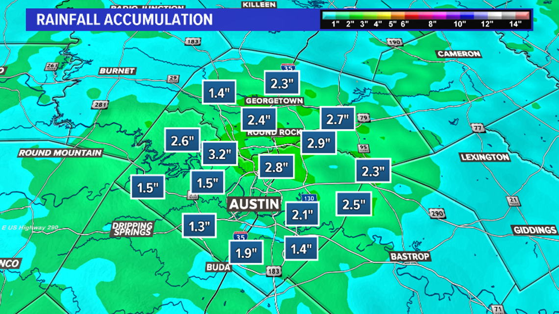 Austin rainfall More storms in weather forecast