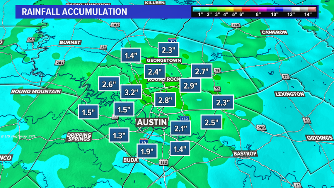 Austin Rainfall More Storms In Weather Forecast Kvue