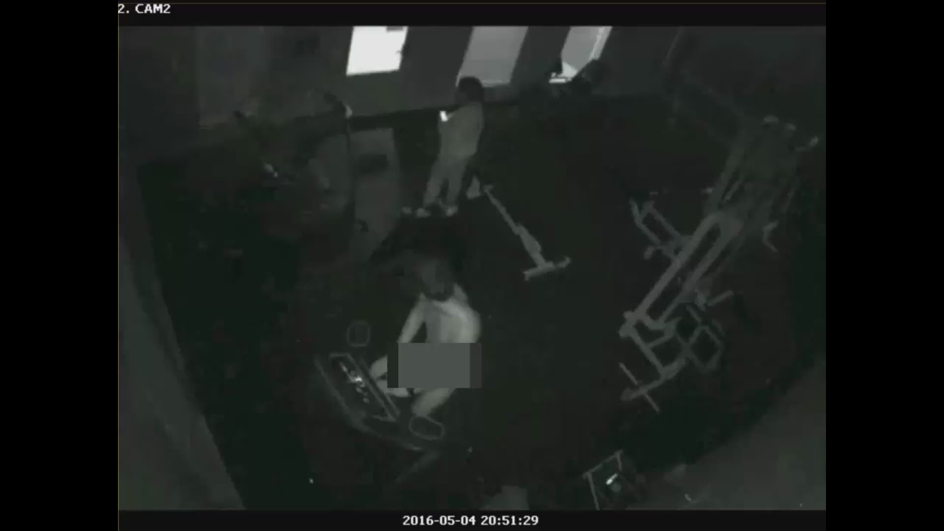 Surveillance video of man identified by police as Jaykob Ruiz, 18, exposing himself in apartment complex gym.