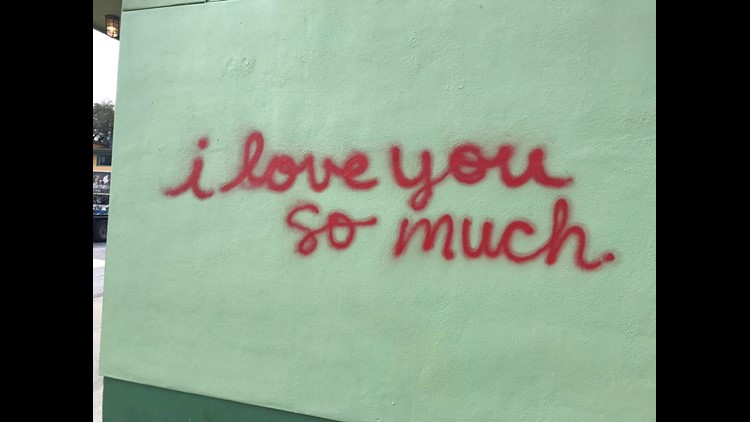 I Love You So Much Wall Restored After Someone Spray Paints Across Art Kvue Com