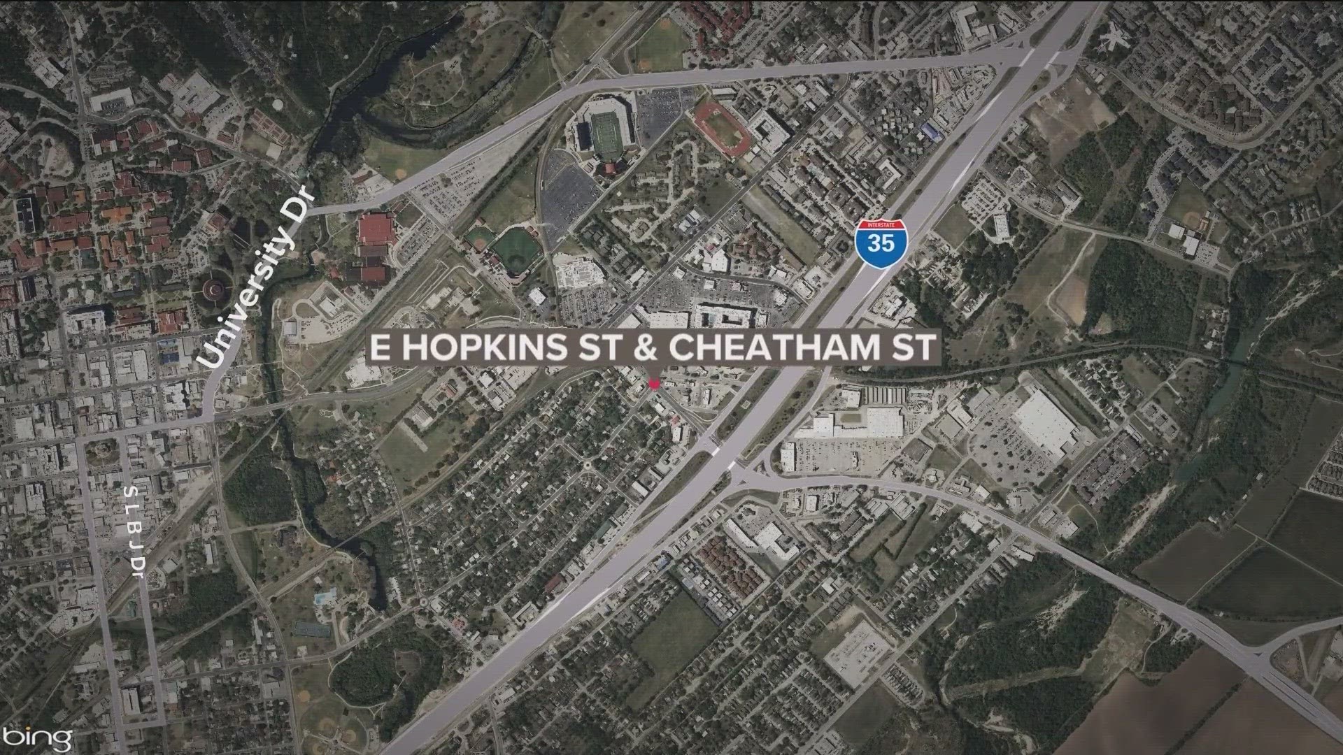 San Marcos police say the suspect was holding a knife and ran toward a building where people were present. Officers shot the man, and he later died at a hospital.