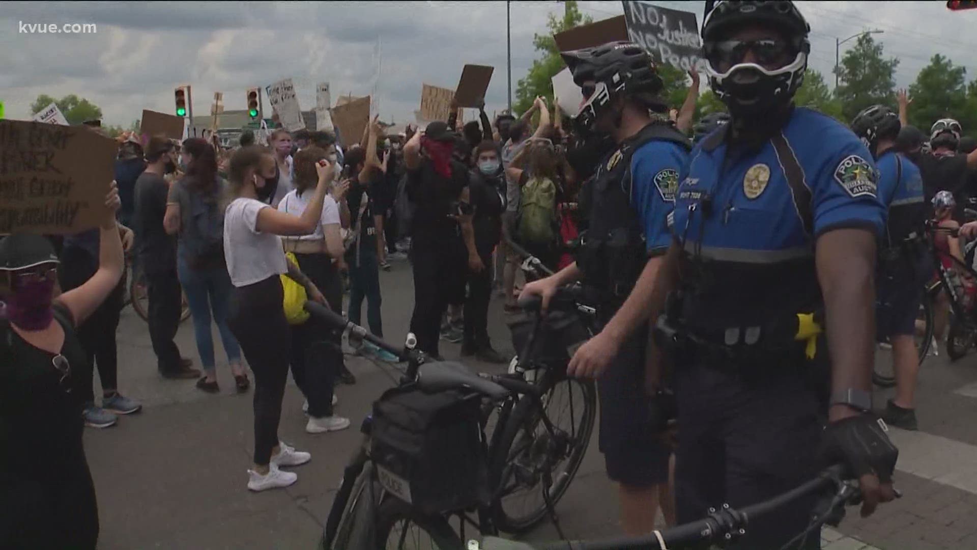 The Austin Police Department is holding off on releasing bodycam footage from officers who seriously injured protestors.