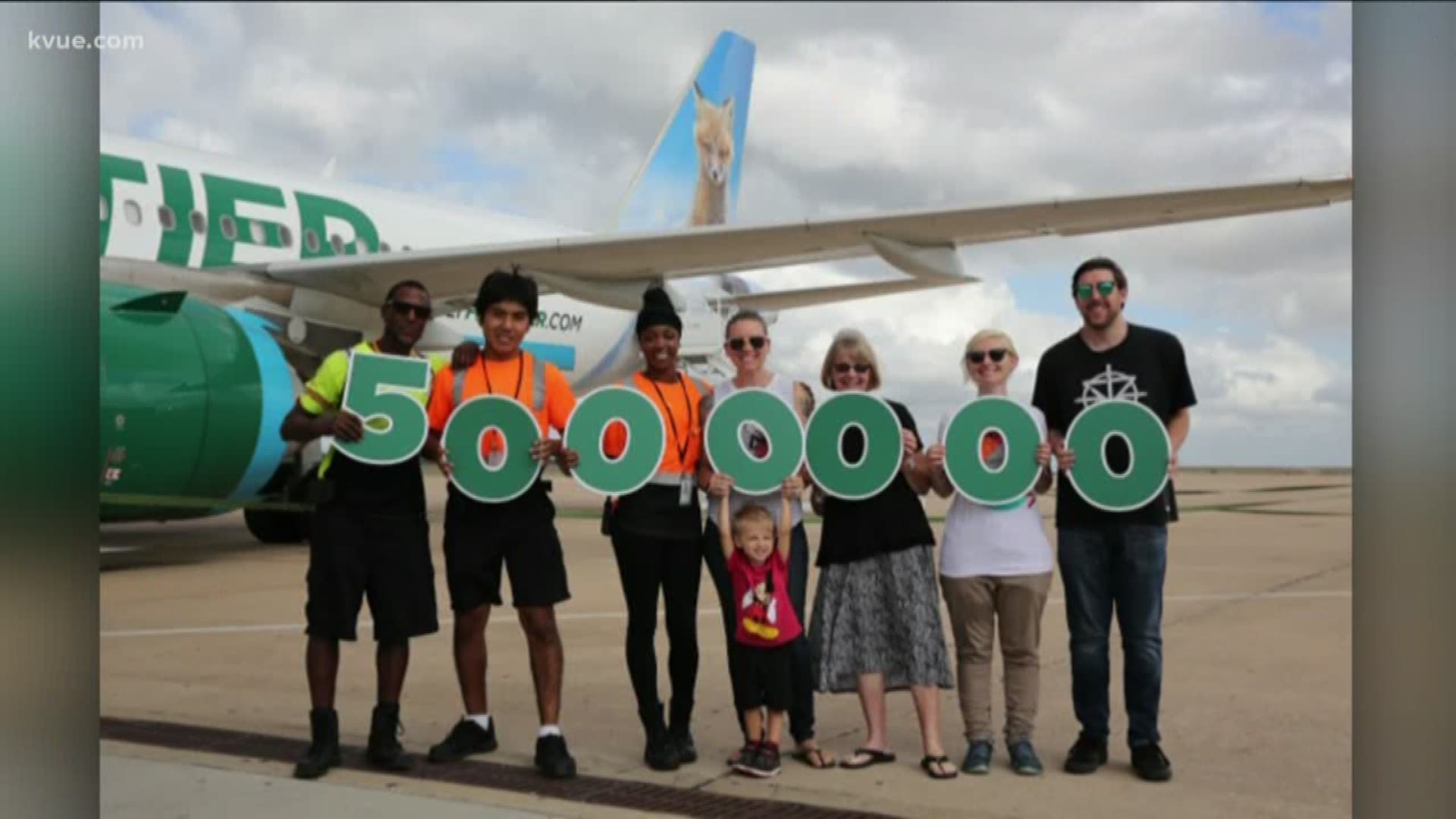 Frontier Airlines celebrated its five millionth passenger to fly in or out of Austin's airport.