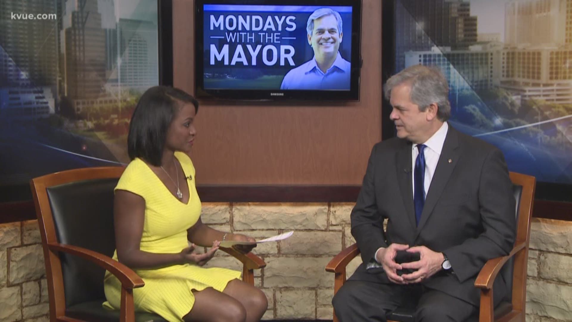 Austin Mayor Steve Adler discusses the search for a new city manager, proposed toll lanes on Interstate 35 and the possibility of making paid sick leave mandatory.