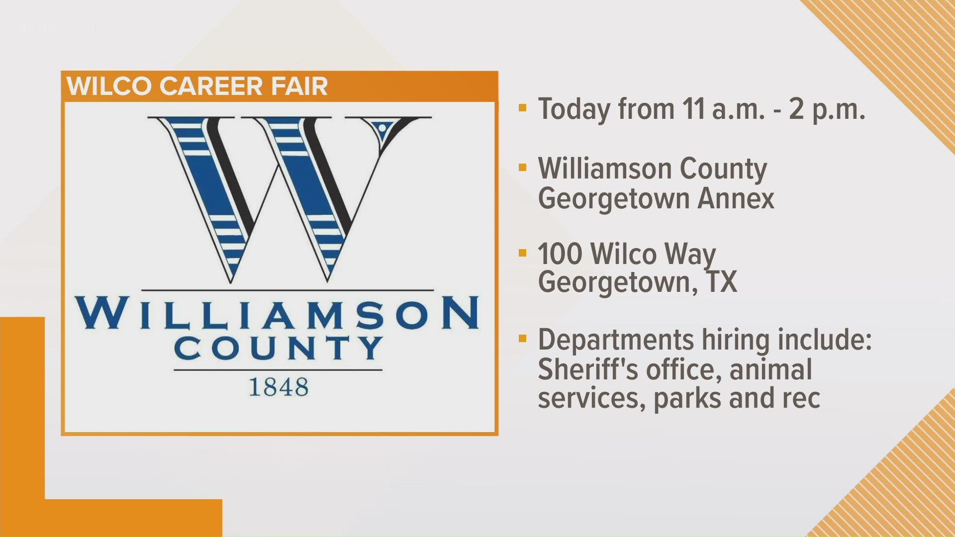 Williamson County is hosting a career fair at the Williamson County Georgetown Annex on Monday.