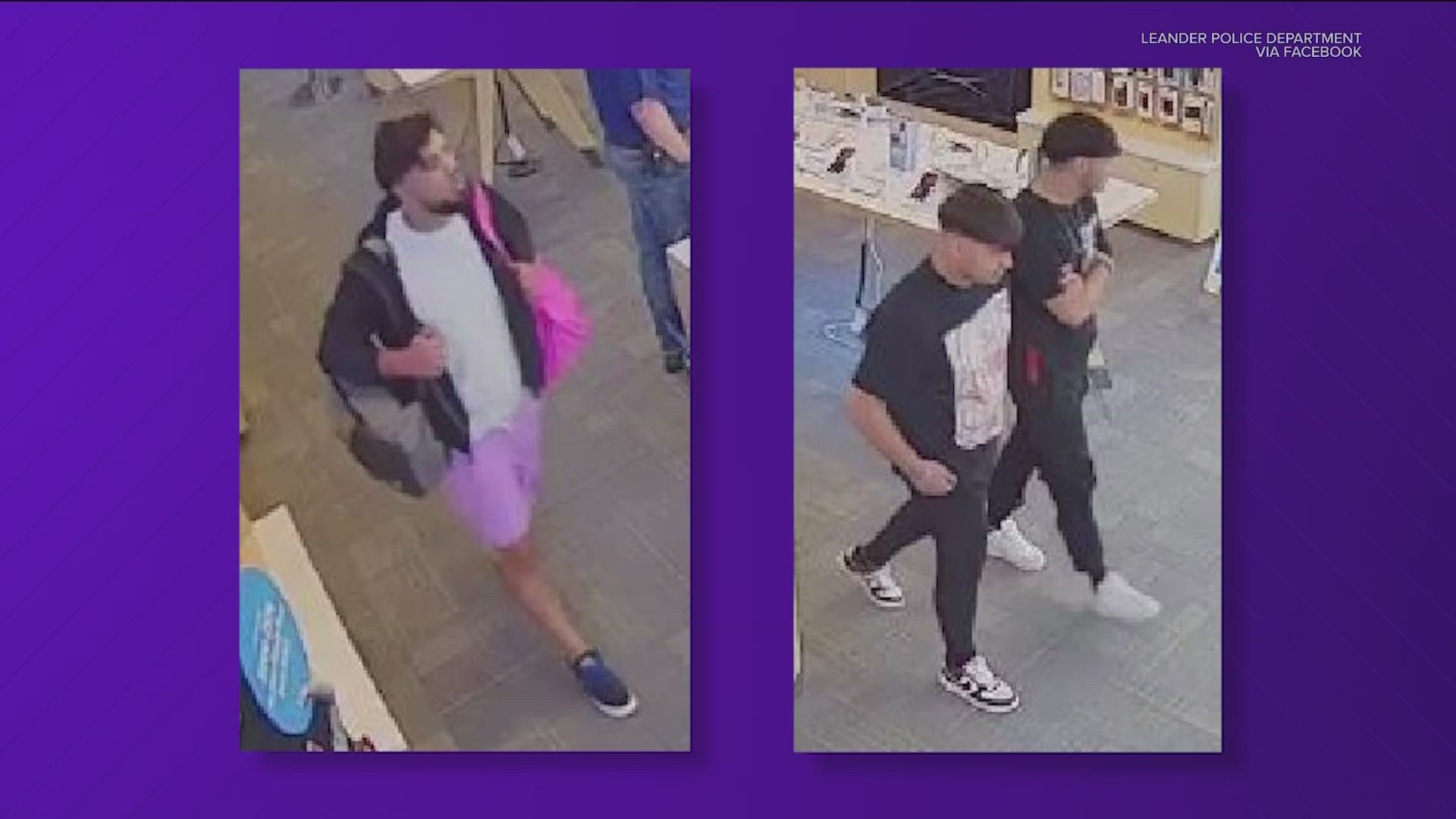 Leander police are looking for three people that they say got away with about $50,000 worth of merchandise from an AT&T store.