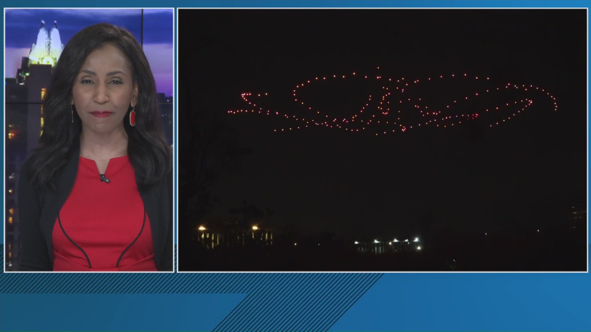 Drones lit up the sky over Downtown Austin on Tuesday night. The show was partially generated by AI.