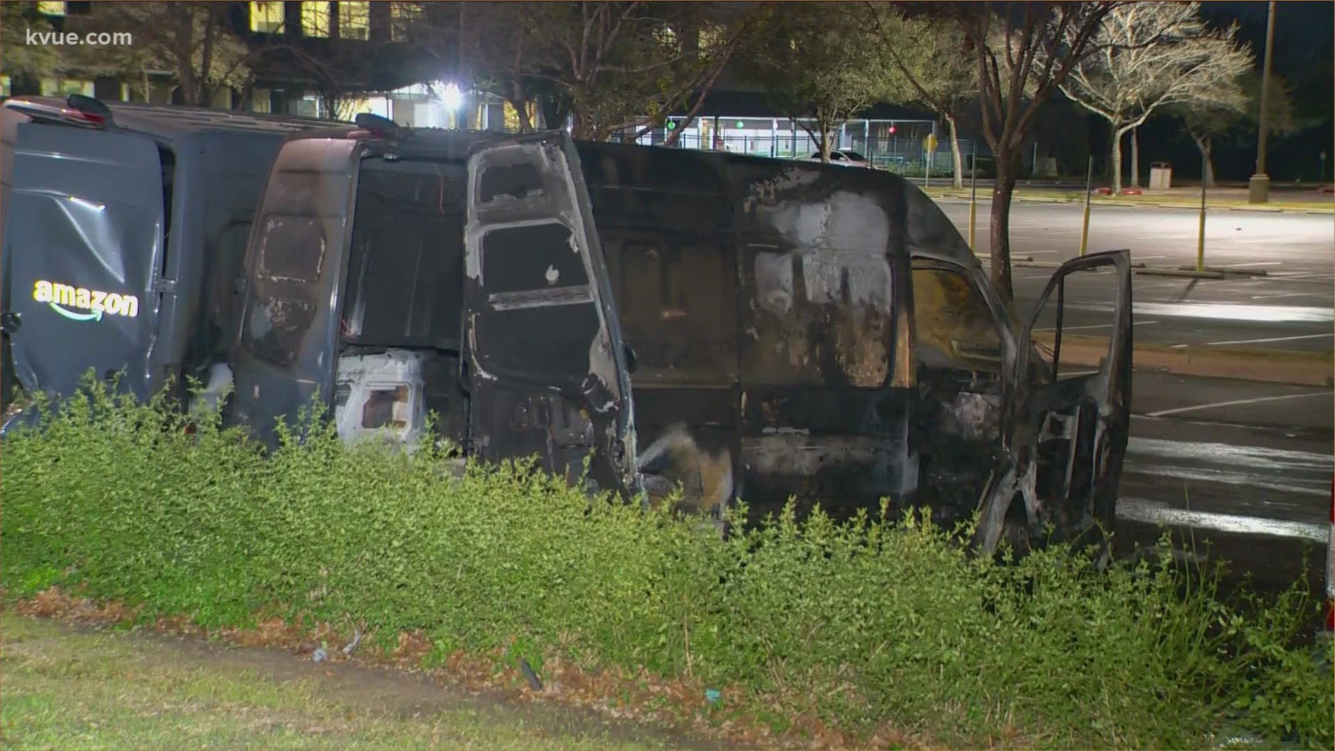 The Austin Fire Department is investigating a fire that damaged multiple Amazon delivery vans in northeast Austin.