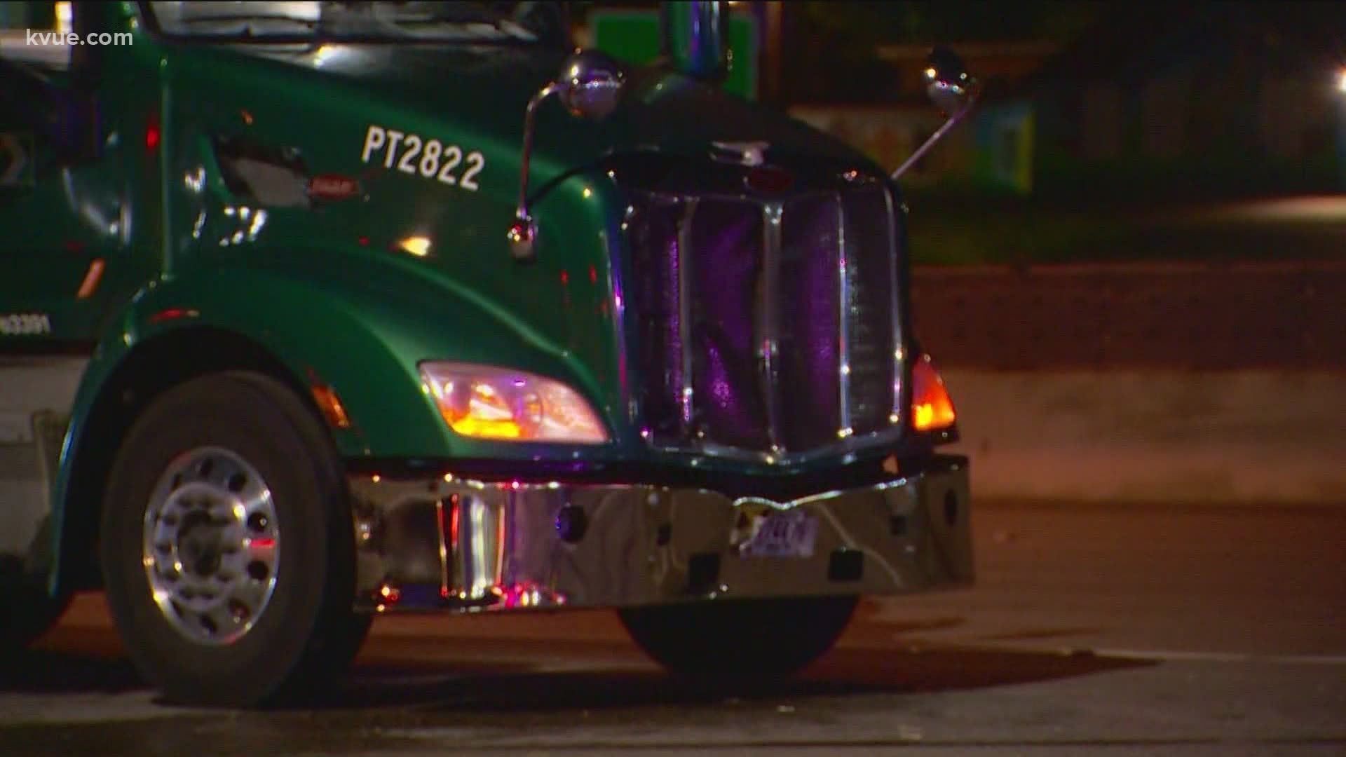 An 18-wheeler hit a pedestrian and killed them Wednesday morning on I-35 in Austin.