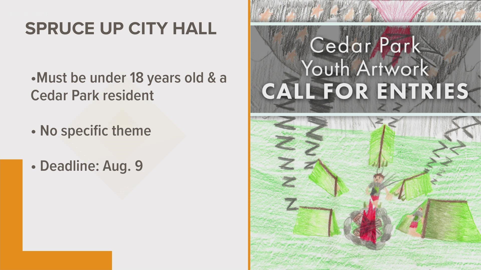 The City of Cedar Park wants to update the city hall main lobby with new artwork, so they're asking local kids under the age of 18 to submit their work.