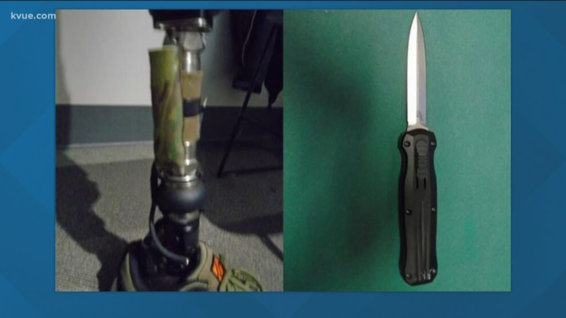 TSA officers at Austin Bergstrom International Airport on Feb. 6 found a knife attached to a passenger's prosthetic leg.