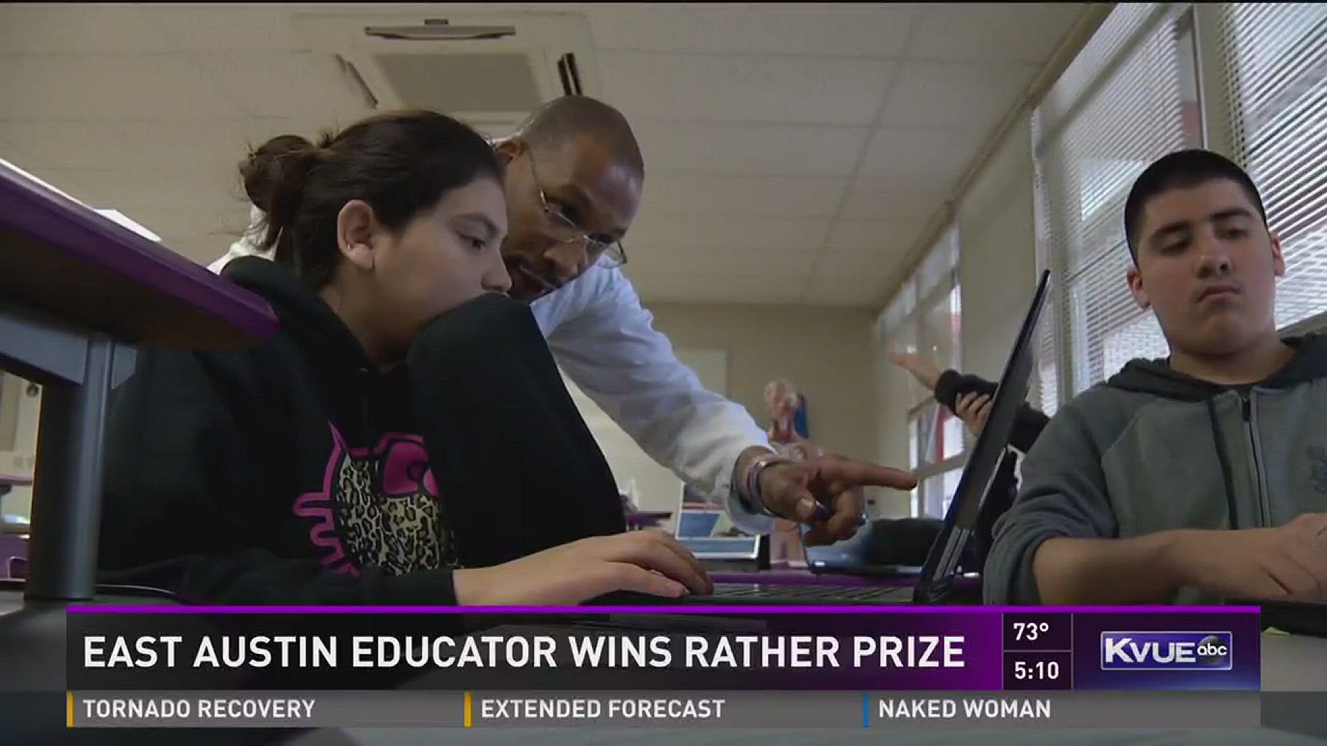 Dr. Sanford Jeames, the health science program coordinator at Eastside Memorial High School, was named winner of the inaugural Rather Prize on Monday