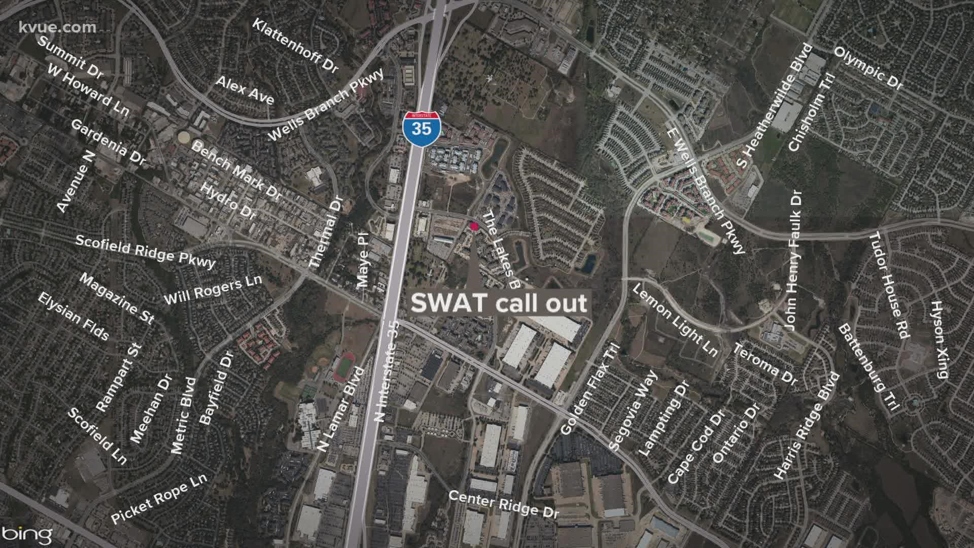 Austin's SWAT team was called to the Lantower Tech Ridge Apartments Sunday night.