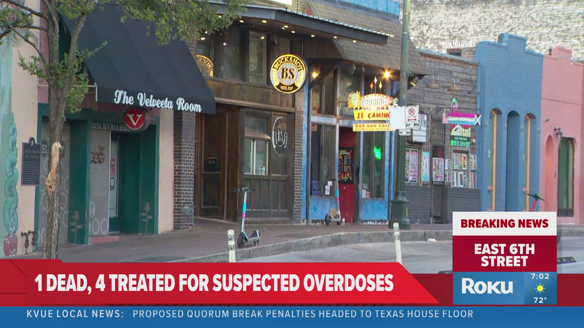 One person has been pronounced dead after suspected drug overdoses involving five people on East Sixth Street in Austin, police said Tuesday morning. 