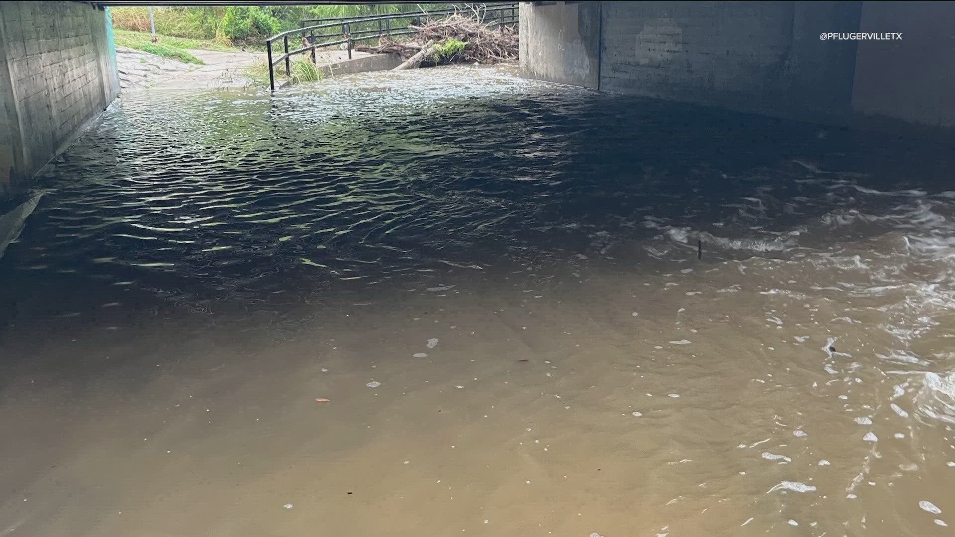 City staff posted a photo on social media of flooding on some pedestrian trails after Monday night's rainfall.