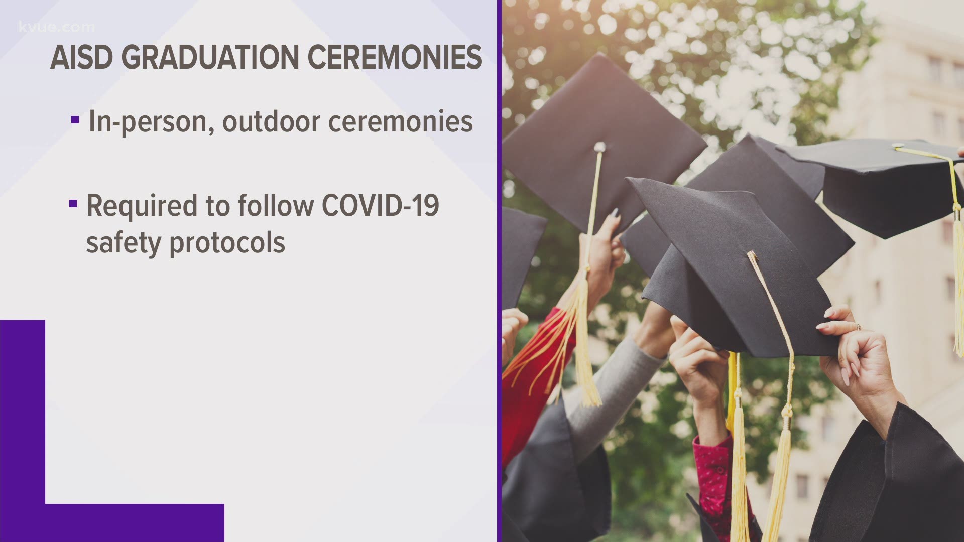 Austin ISD will hold in-person, outdoor graduation ceremonies for the Class of 2021.