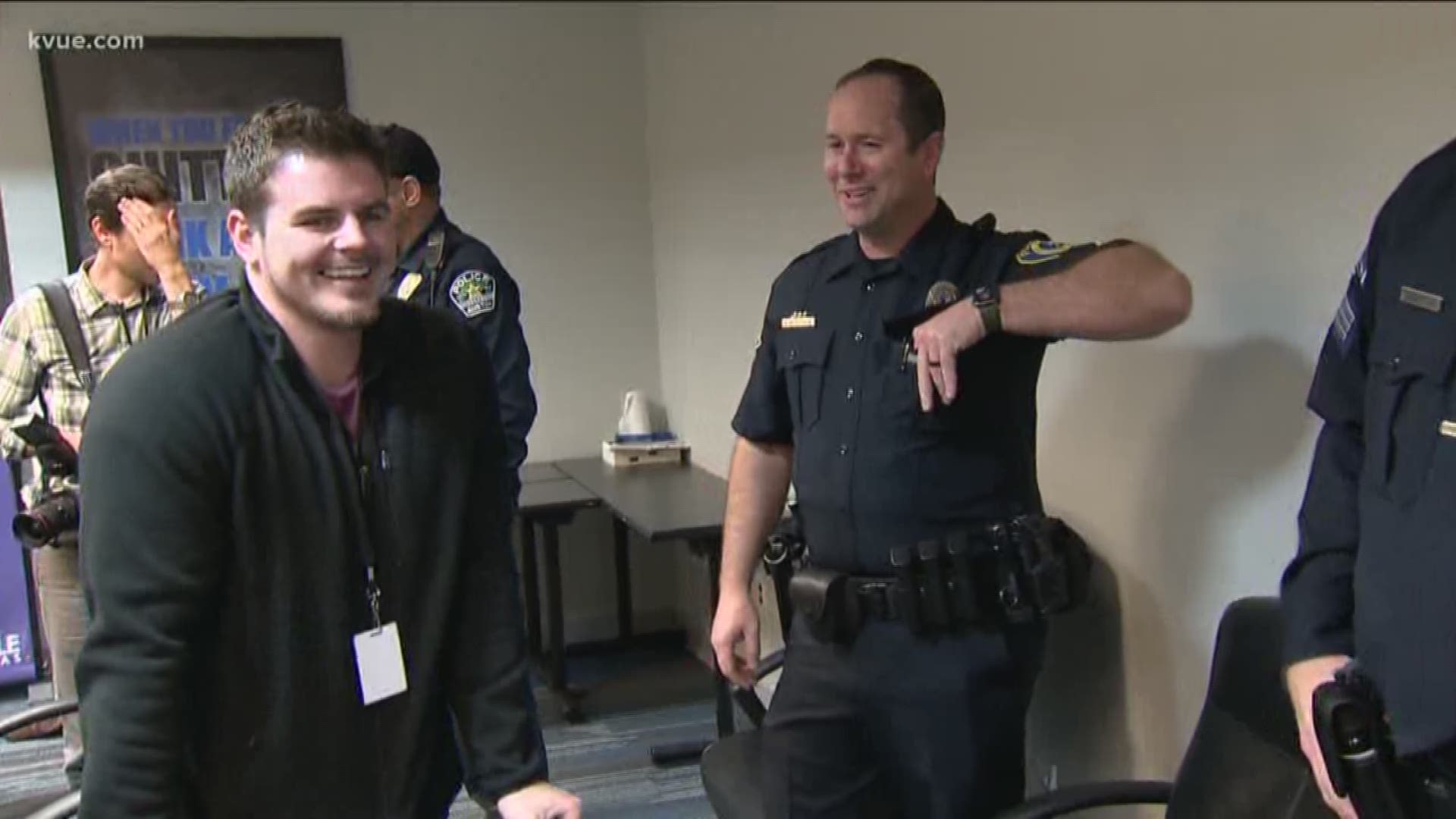 A rare reunion today between a man and one of the officers who saved his life. A Pflugerville Police Department sergeant was off duty when he saw the accident in January.