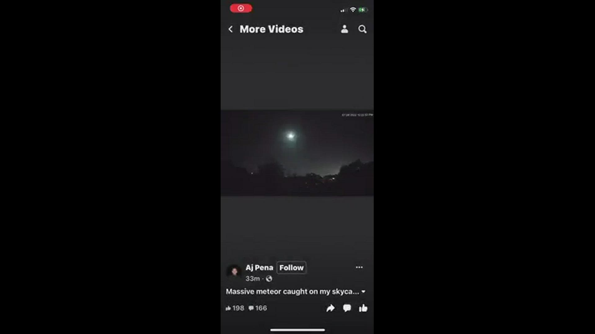 An asteroid hits Hutto and sends shockwave throughout tx. Farthest report of Sighting or felt is in Taylor, Texas.
Credit: @Aj Pena on Facebook