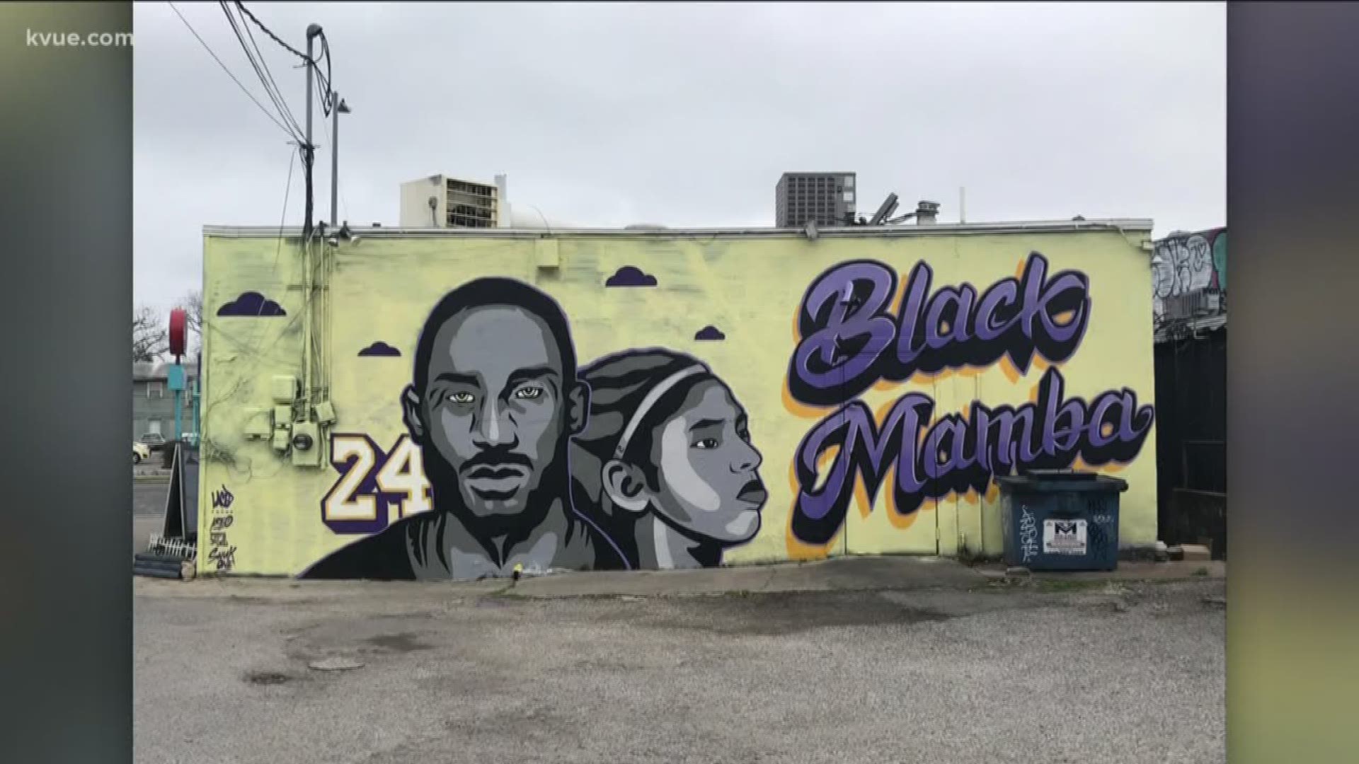 There's a new mural in Austin honoring Los Angeles Lakers superstar Kobe Bryant and his daughter.