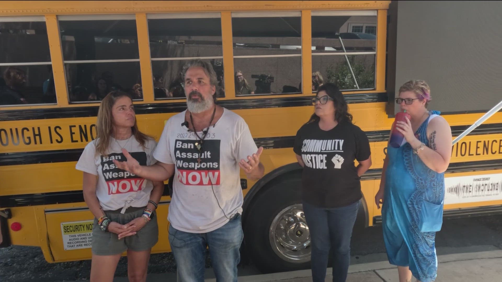 On Monday, the family of school shooting victims went to the Texas Capitol to raise awareness about gun violence. It's one stop on their bus tour.