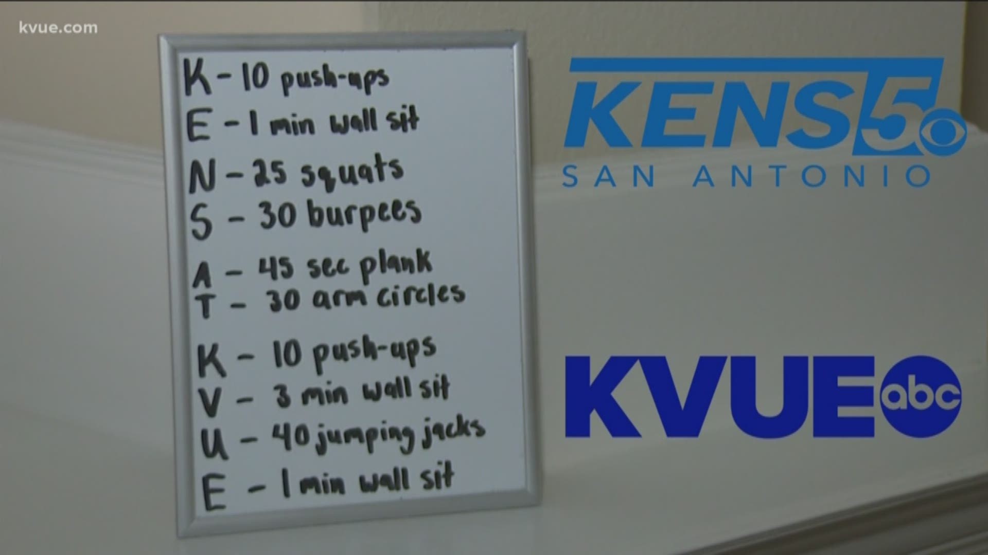 Evan Closky from KVUE's San Antonio sister station, KENS 5, challenged Jake on Twitter to a Shelter in Shape workout.