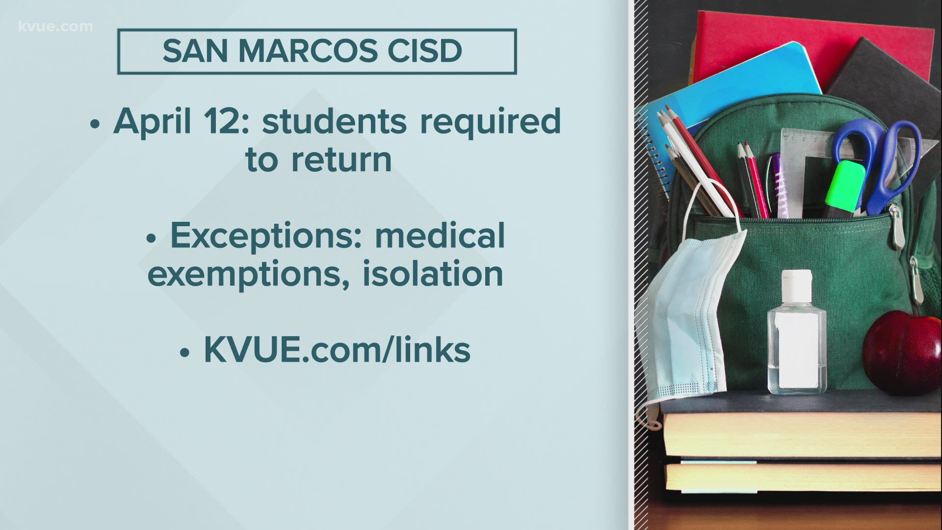 Most San Marcos students will return to the classroom soon.