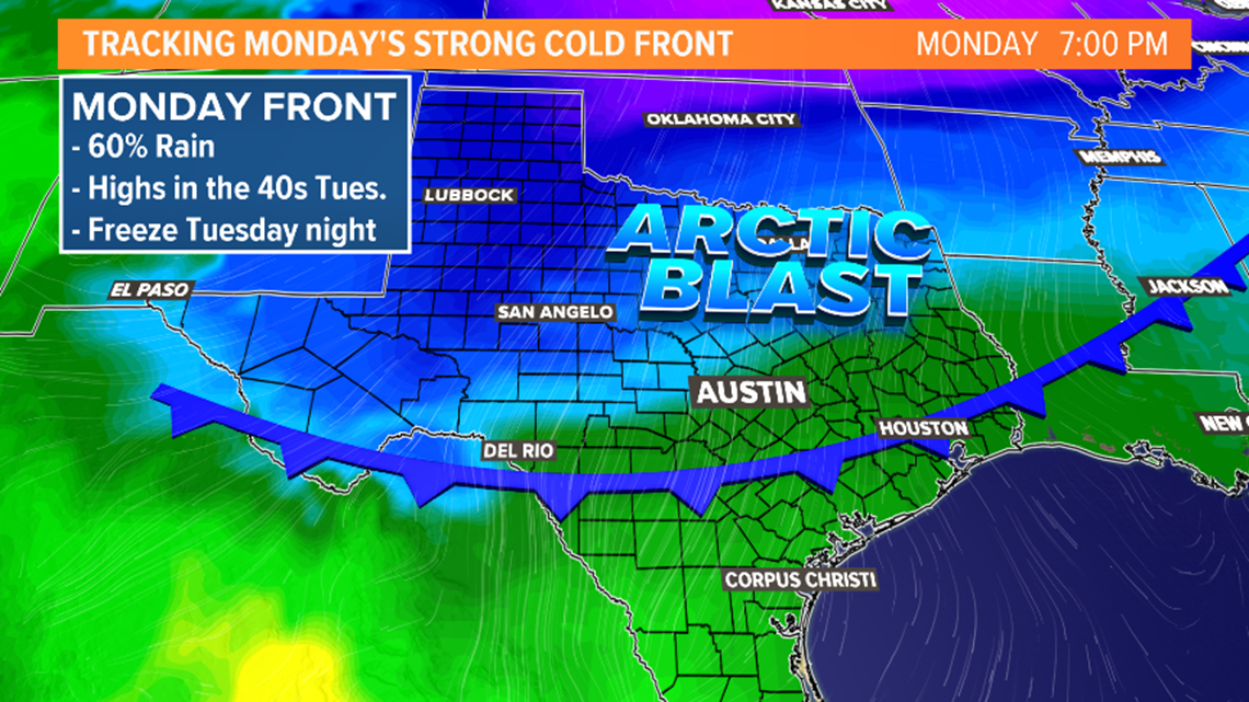Austin weather Coldest front of the season expected Monday