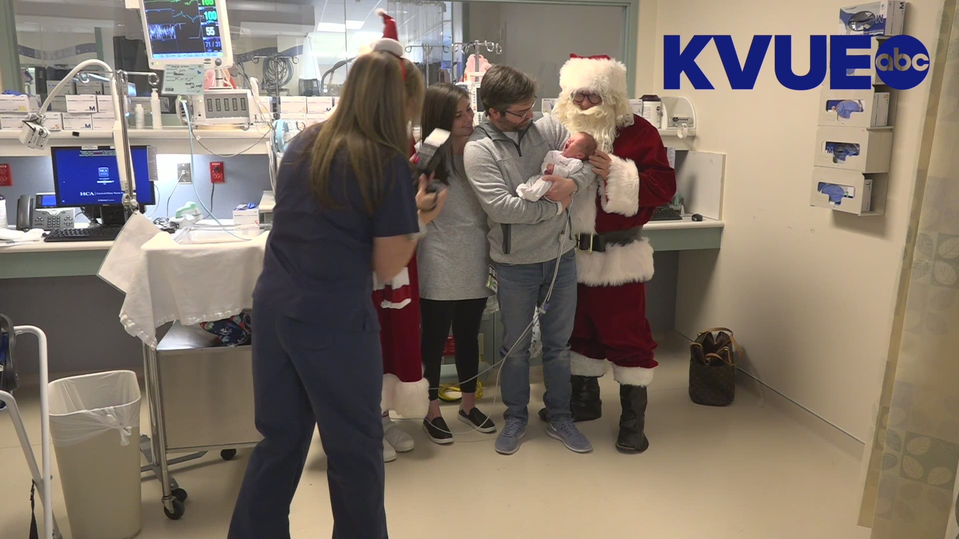 Families and newborns in the NICU at St. David's in Austin got some special visitors from the North Pole.