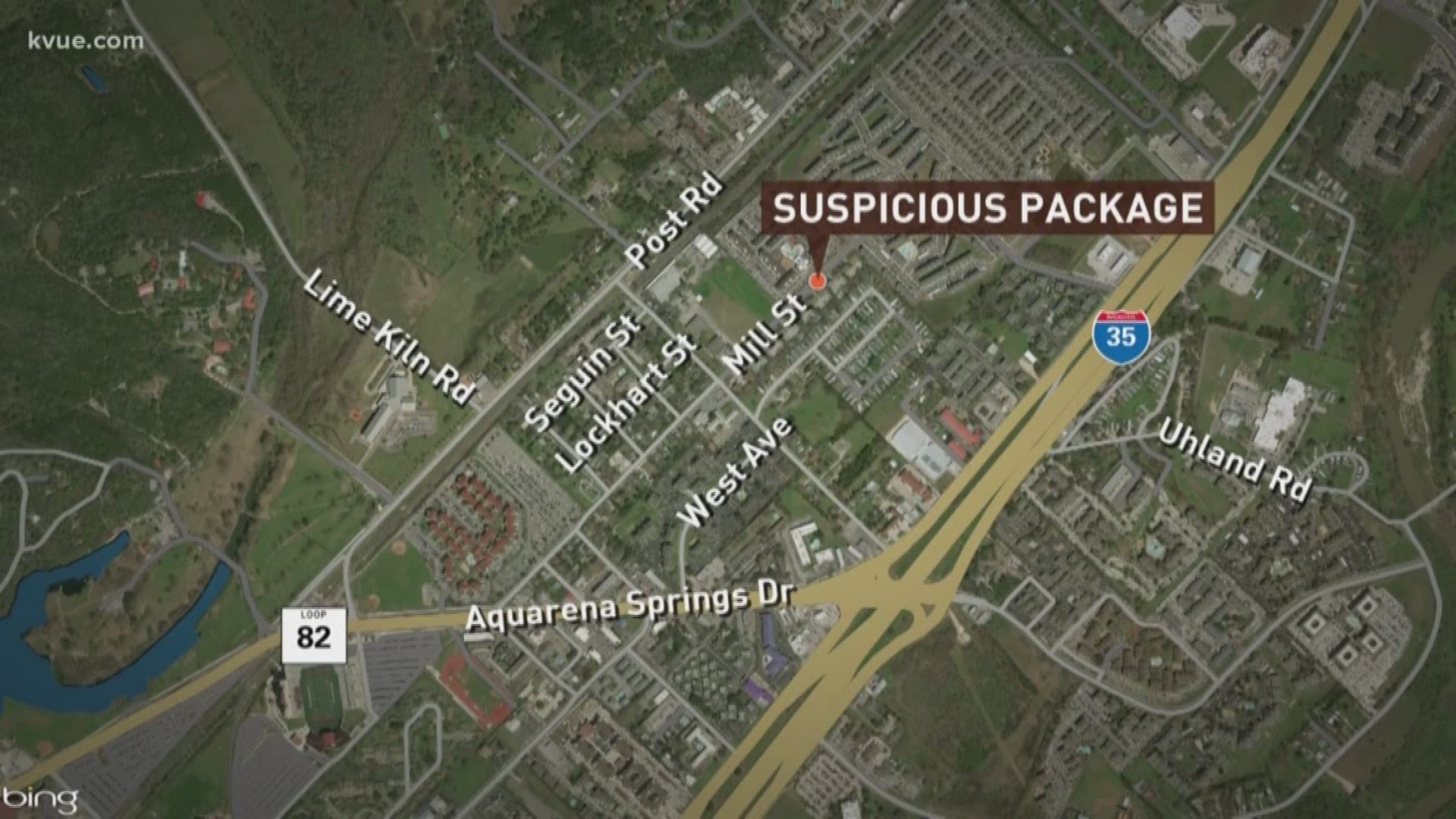 A suspicious package was reported Monday night in San Marcos.