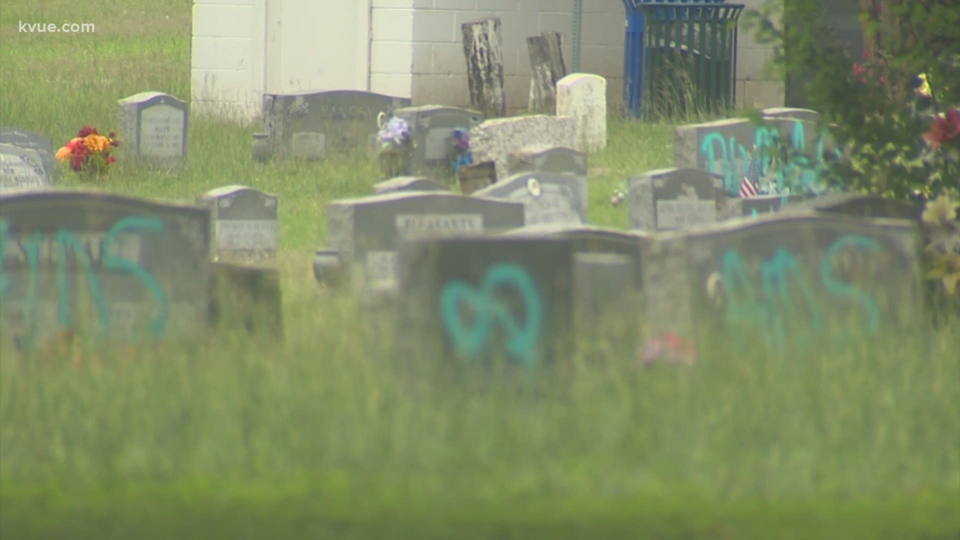 More than a dozen headstones at Evergreen Cemetery were tagged with graffiti. Now the City is trying to figure out who's responsible.
