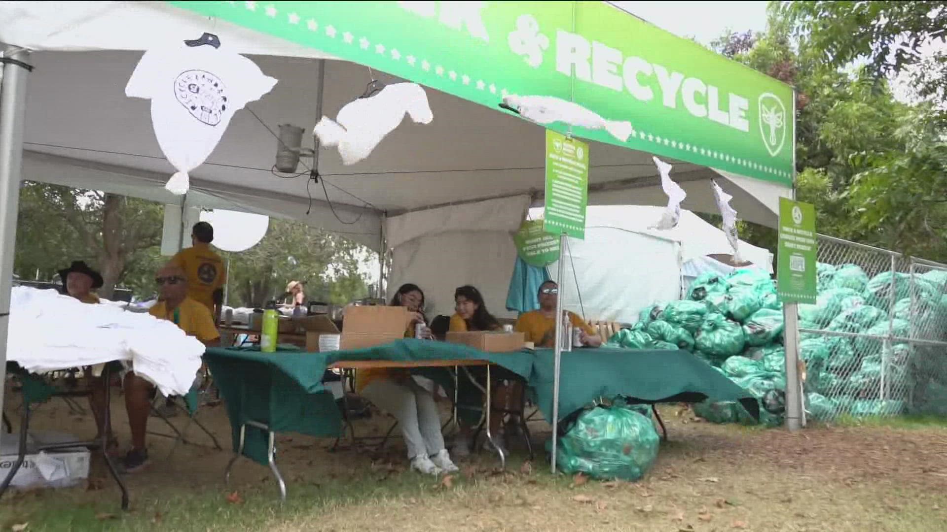The rock and recycle program at ACL helps make sure cans get picked up to keep Zilker Park clean. Attendees can trade in a full green recycle bag for a T-shirt.