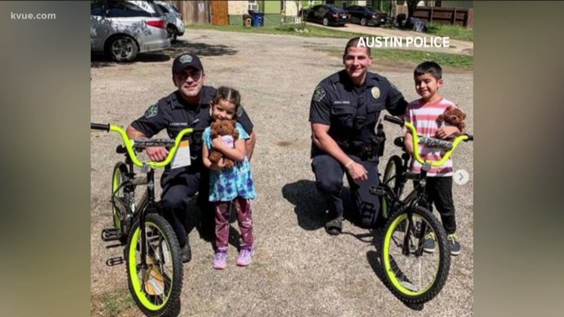 Two Austin police officers decided to go above and beyond when they realized a family could use some cheering up.