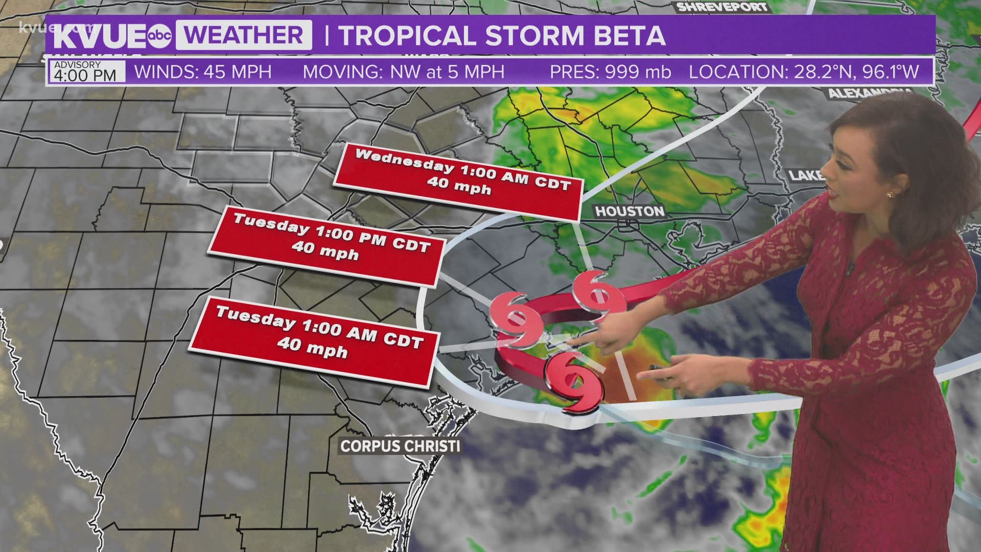 Monday evening update on Tropical Storm Beta