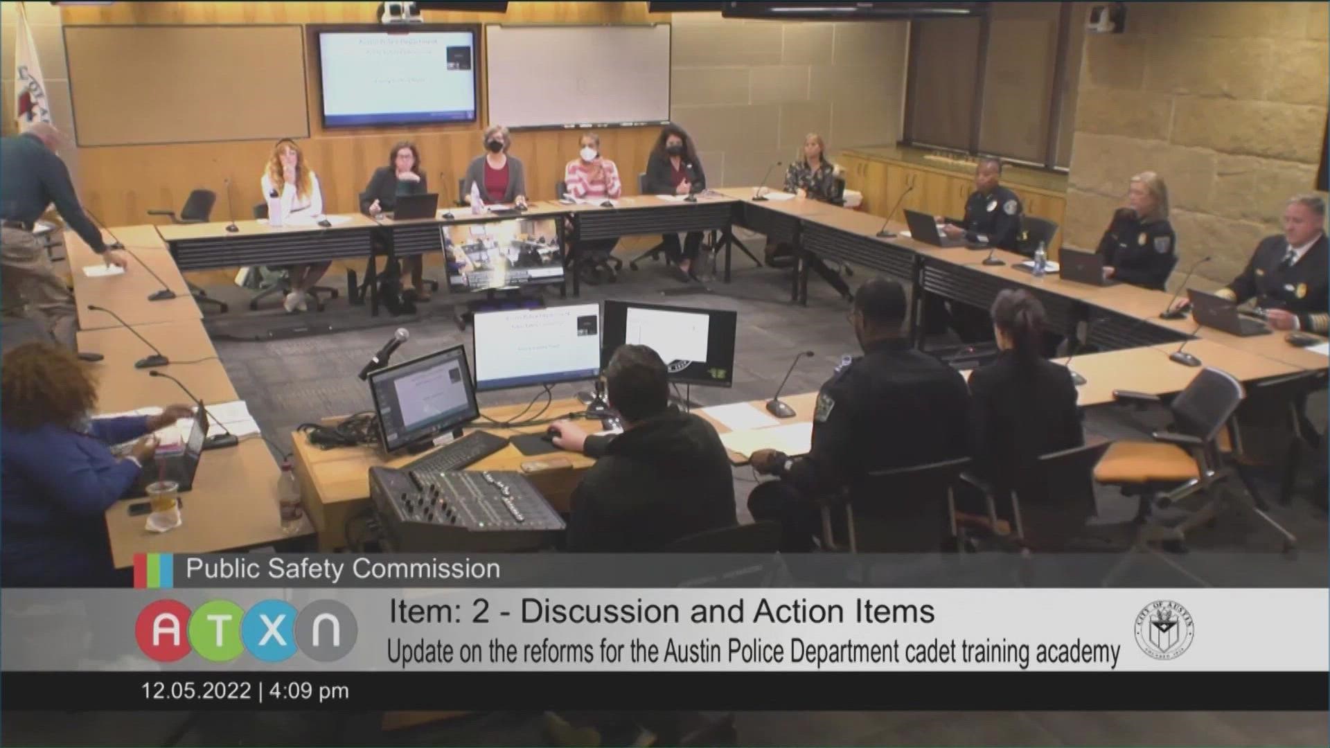 The Austin Public Safety Commission heard new concerns regarding the re-imagined academy.