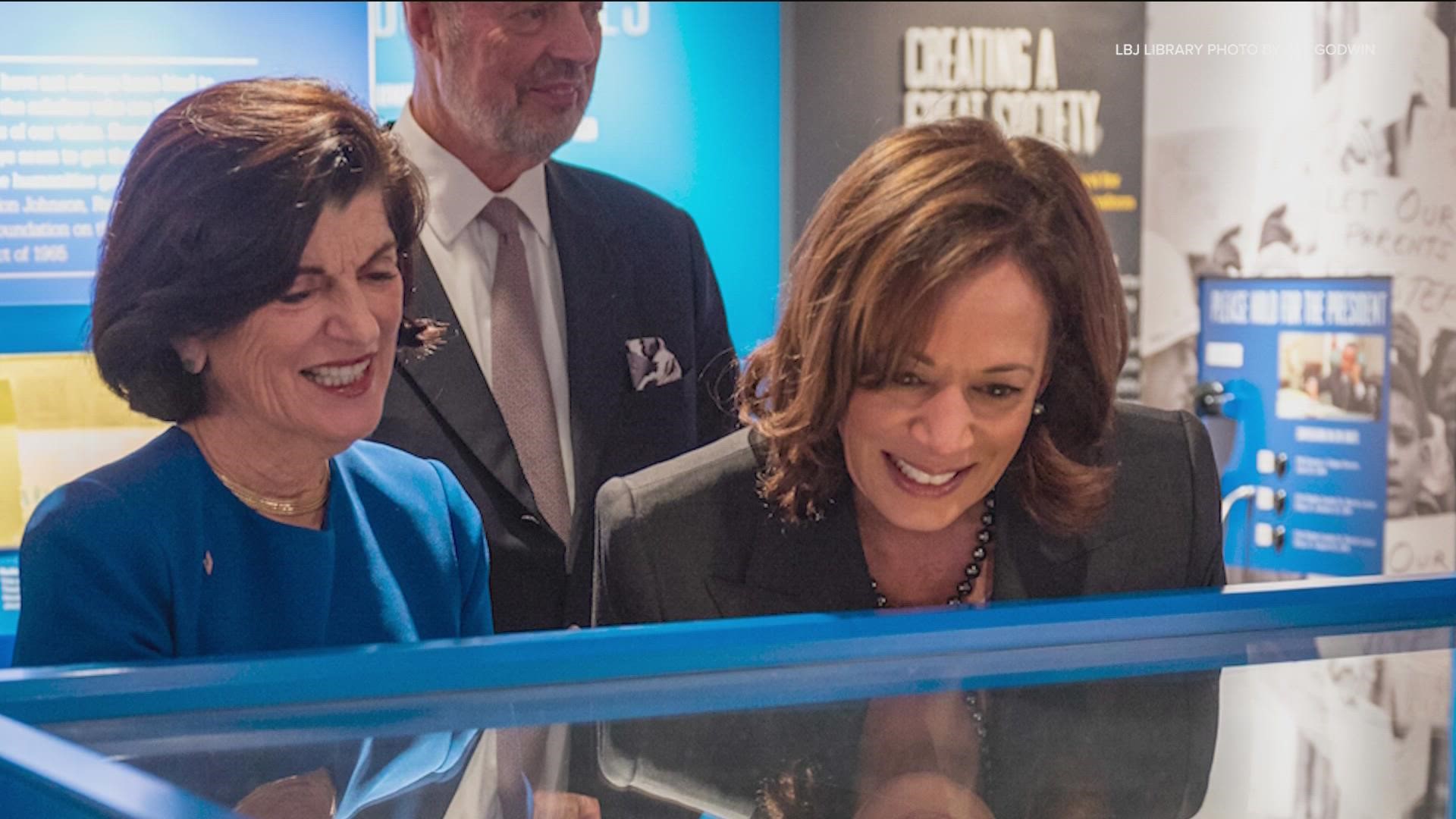 Vice President Kamala Harris stopped at the LBJ Presidential Library while she was in Austin to deliver the keynote address at a Texas Democratic Party fundraiser.