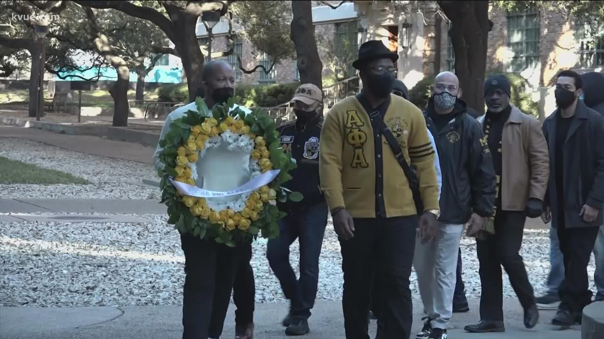 The Austin alumni chapter of Alpha Phi Alpha Fraternity Inc. held a wreath laying ceremony to honor Dr. Martin Luther King Jr.