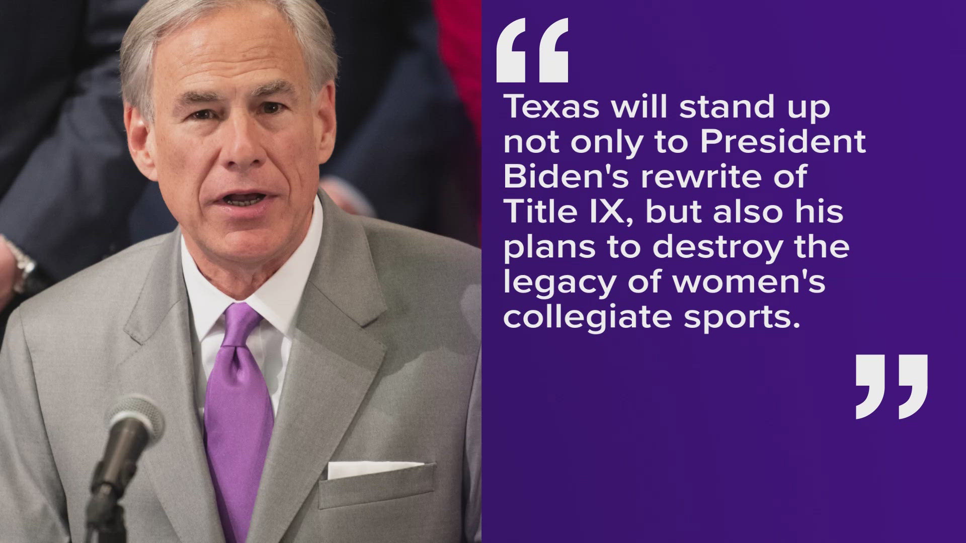 Gov. Greg Abbott is telling public colleges and universities in Texas to ignore President Joe Biden's Title IX rewrite.