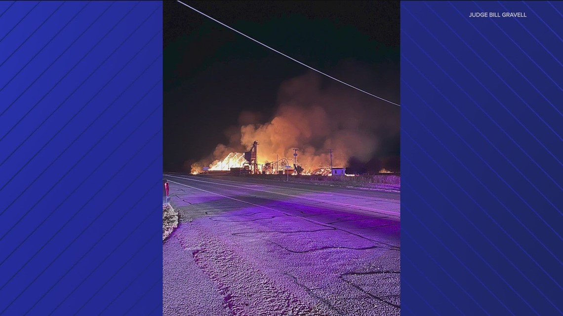 Fertilizer plant on fire in Bartlett