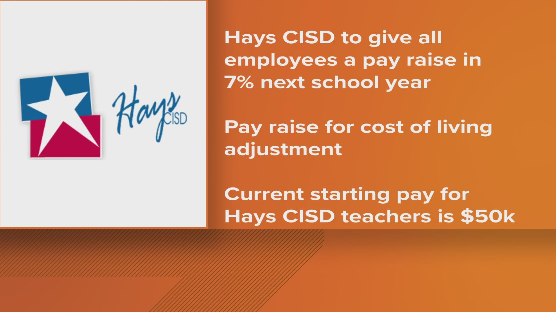 Hays CISD employees will receive a raise next school year.