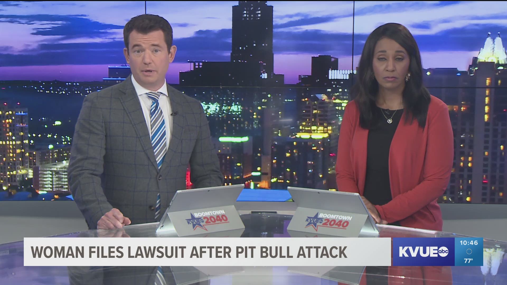 An Austin woman was left bloodied and bruised after a walk on a trail. She said a pair of pit bulls attacked her while she was walking her dog.