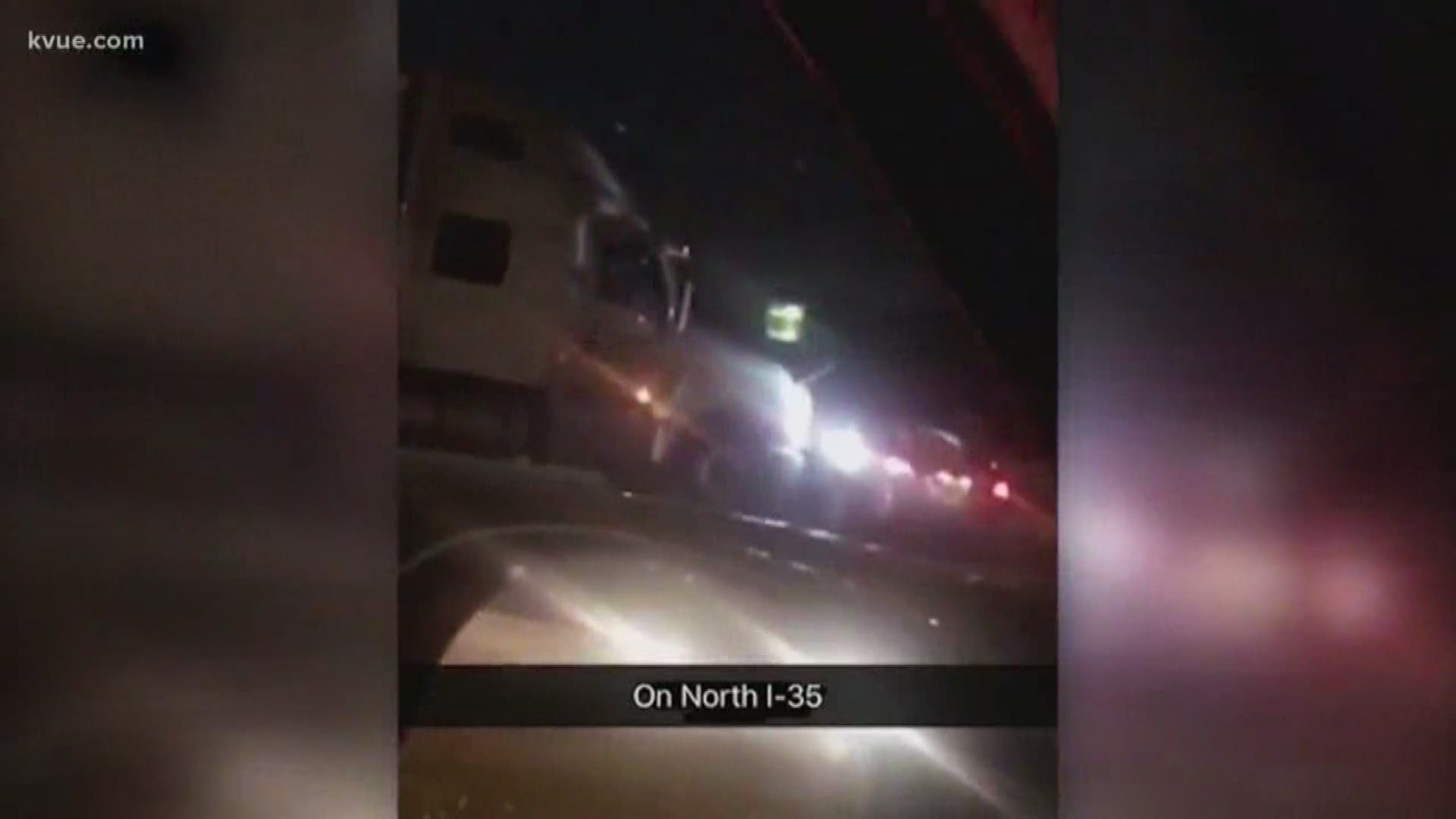 KVUE obtained shocking video from a viewer that shows an 18-wheeler pushing another vehicle along Interstate 35 after a crash.