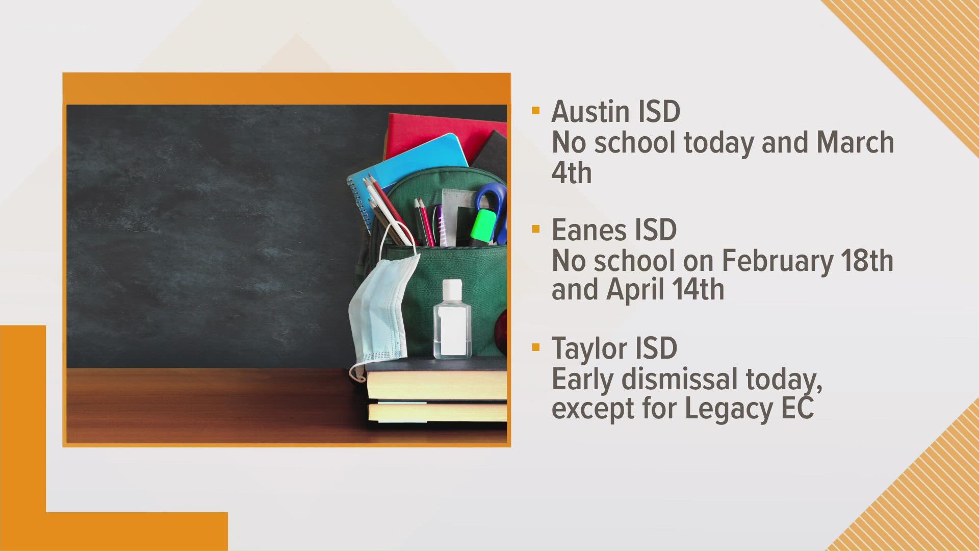 Austin ISD will have a three-day weekend starting Friday.