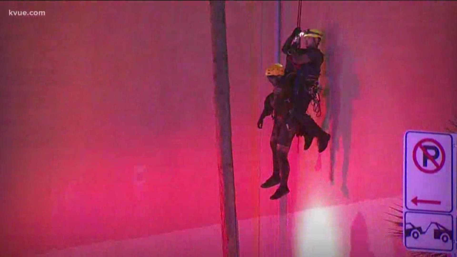 One man fell more than 50 feet down a dangerous exhaust shaft at the Dobie Mall near the University of Texas campus.