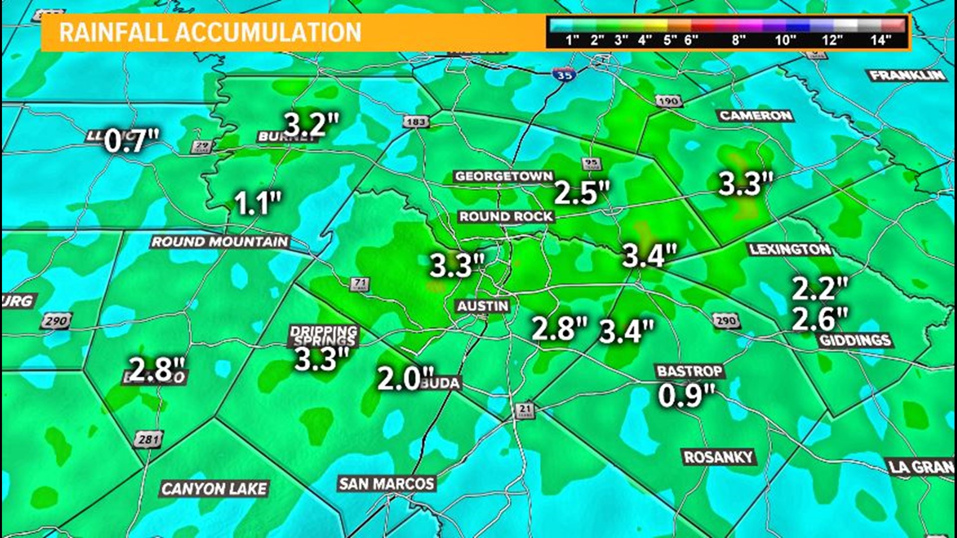 austin rainfall totals for 2017